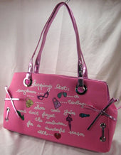 Large Cotton Microfiber Handbags with Metallic Color Trim and Glitter Design