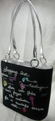 Bucket Style Cotton Microfiber Handbags with Metallic Color Trim and Glitter Design