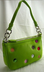 Small Trendy Handbags with Inset Colored Fabric Dots