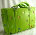 Large Trendy Handbags with Inset Colored Fabric Dots