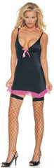 Lycra Garter Dress with Satin Bow and Mesh Trim