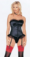 Satin Zipper Front Corset with Lace up Back