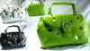 Trendy Handbags with Inset Colored Fabric Dots