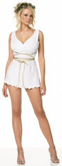 Pleated Greek Goddess Dress with Gold Crisscross Ties