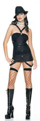 2 pc Strappy Suspender Pinstripe Gangster Girl Costume