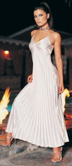 Long Pleated Satin Gown